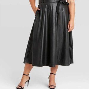Who What Wear faux leather midi skirt